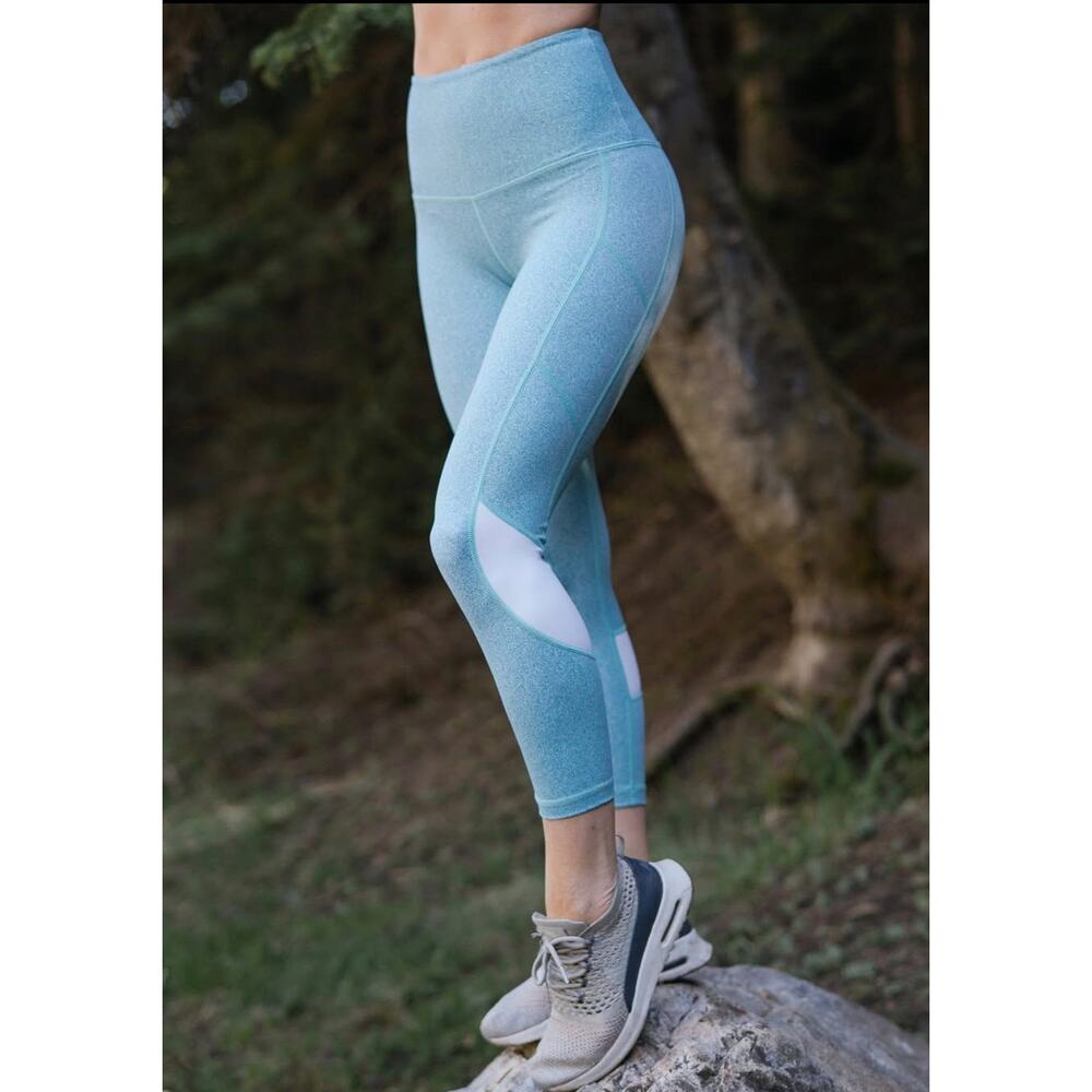 Ziya‎ Athletic Aqua Melange Compression Light N Tight Hi-Rise Capri Size Small